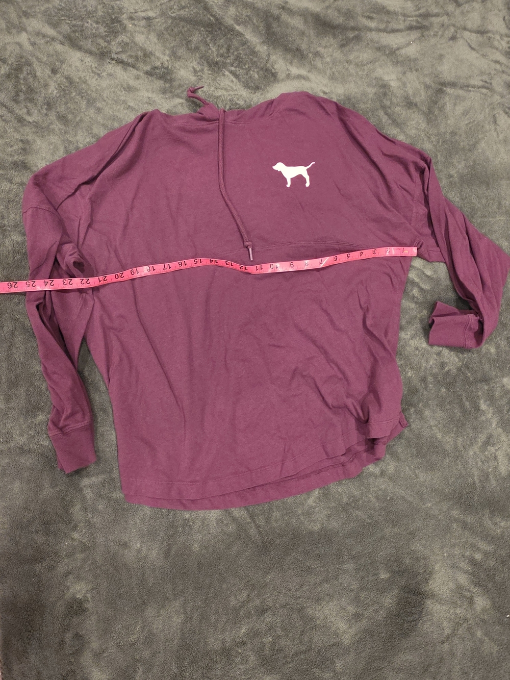 PINK Victoria's Secret Maroon Pullover Hoodie with Dog Logo Size Large